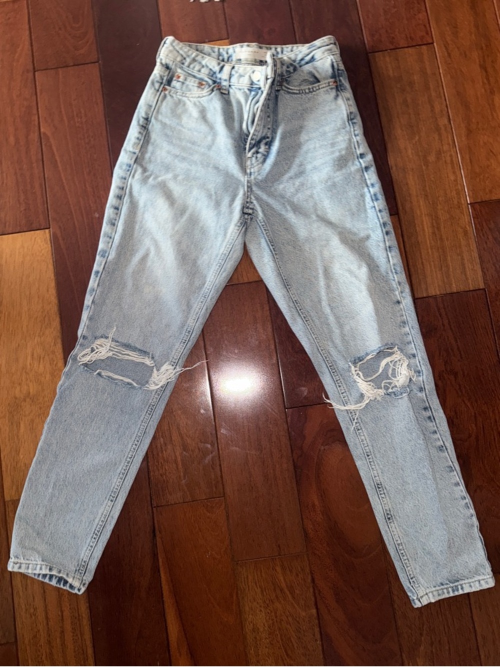 Top shop Women's Light Blue Ripped High-Waist boyfriend jeans